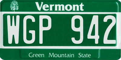 VT license plate WGP942
