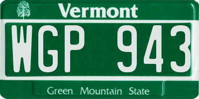 VT license plate WGP943