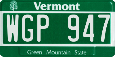 VT license plate WGP947