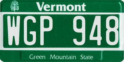VT license plate WGP948