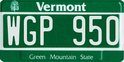VT license plate WGP950