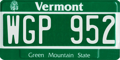 VT license plate WGP952