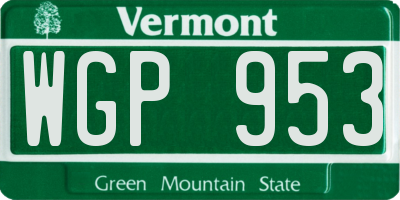 VT license plate WGP953