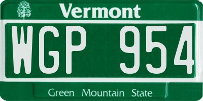 VT license plate WGP954