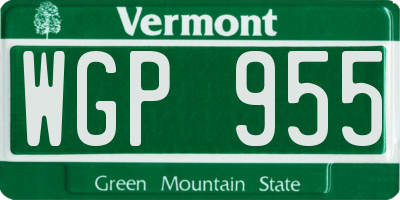 VT license plate WGP955