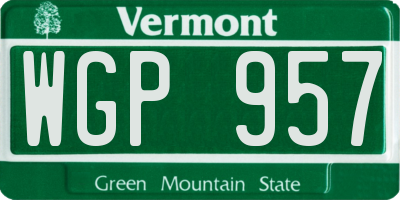 VT license plate WGP957