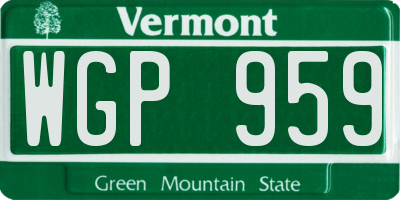 VT license plate WGP959