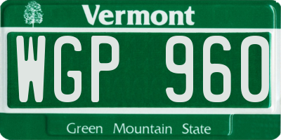 VT license plate WGP960