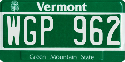 VT license plate WGP962