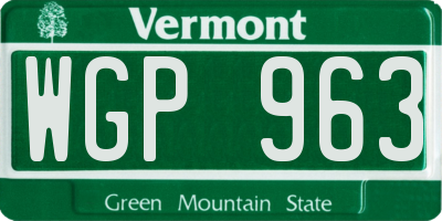 VT license plate WGP963
