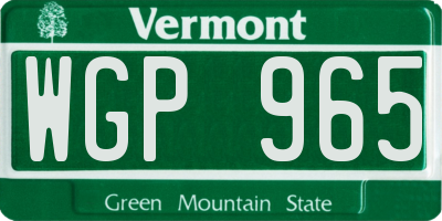 VT license plate WGP965