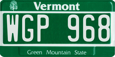 VT license plate WGP968