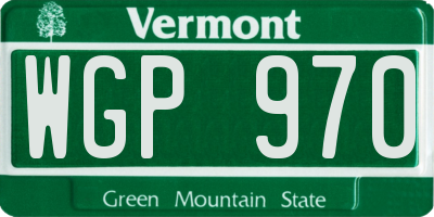 VT license plate WGP970