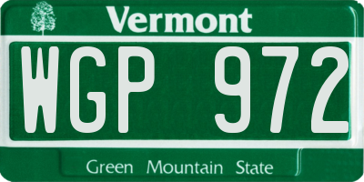 VT license plate WGP972