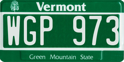 VT license plate WGP973