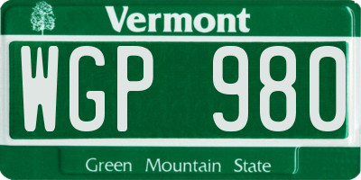 VT license plate WGP980