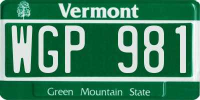 VT license plate WGP981