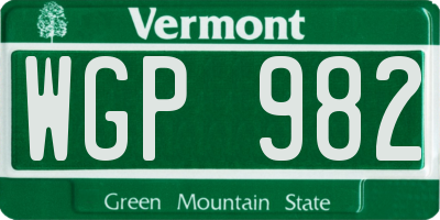VT license plate WGP982