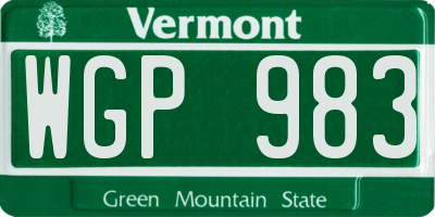 VT license plate WGP983