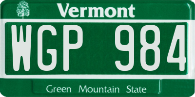 VT license plate WGP984