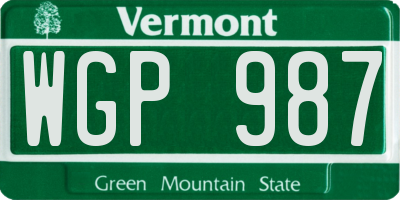VT license plate WGP987