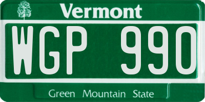 VT license plate WGP990