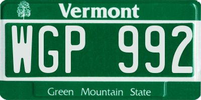 VT license plate WGP992