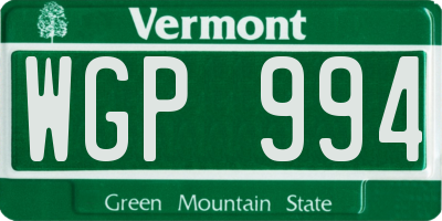 VT license plate WGP994