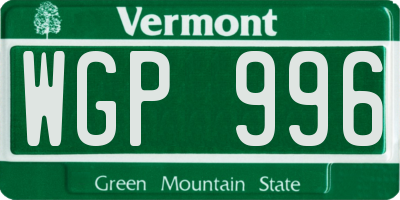 VT license plate WGP996