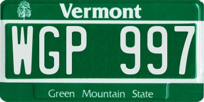 VT license plate WGP997
