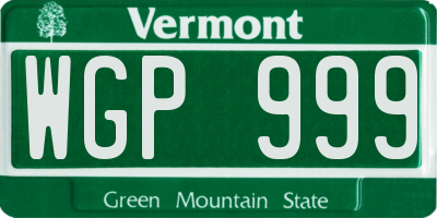VT license plate WGP999