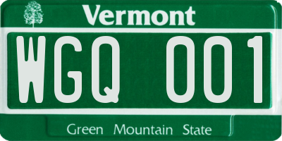 VT license plate WGQ001