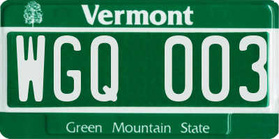 VT license plate WGQ003