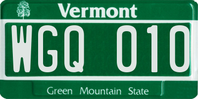 VT license plate WGQ010