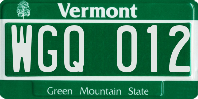 VT license plate WGQ012