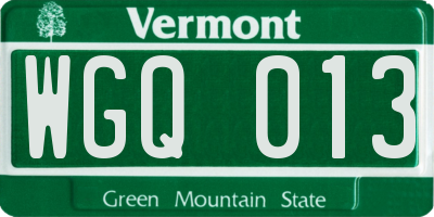 VT license plate WGQ013