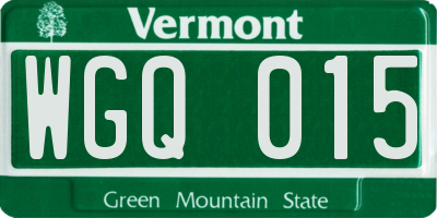 VT license plate WGQ015