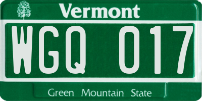 VT license plate WGQ017