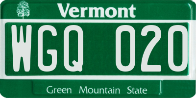 VT license plate WGQ020