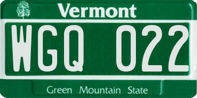 VT license plate WGQ022