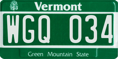 VT license plate WGQ034