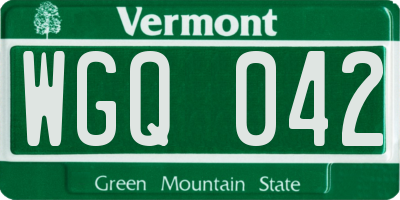 VT license plate WGQ042