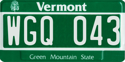 VT license plate WGQ043