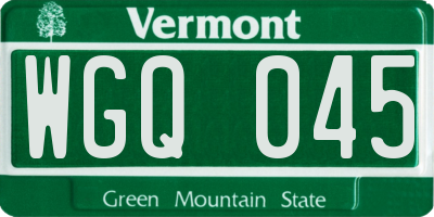 VT license plate WGQ045