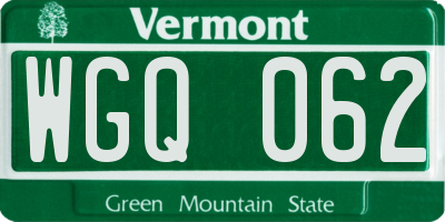VT license plate WGQ062
