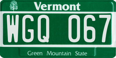 VT license plate WGQ067