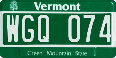 VT license plate WGQ074