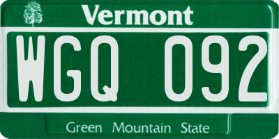 VT license plate WGQ092