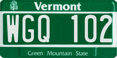 VT license plate WGQ102