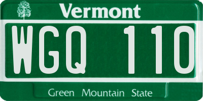 VT license plate WGQ110